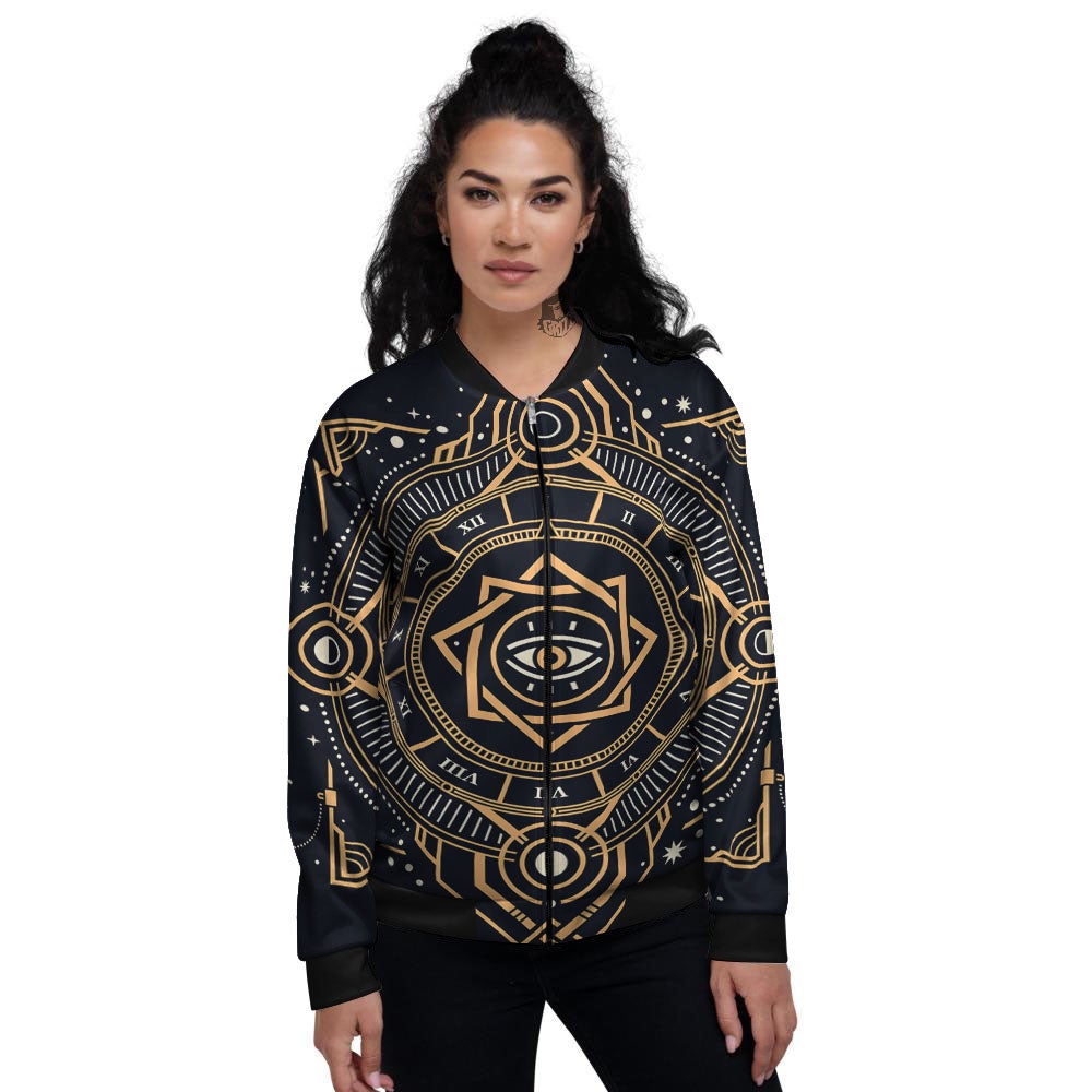 Freemasonry Masonic Eye Print Women's Bomber Jacket-grizzshop
