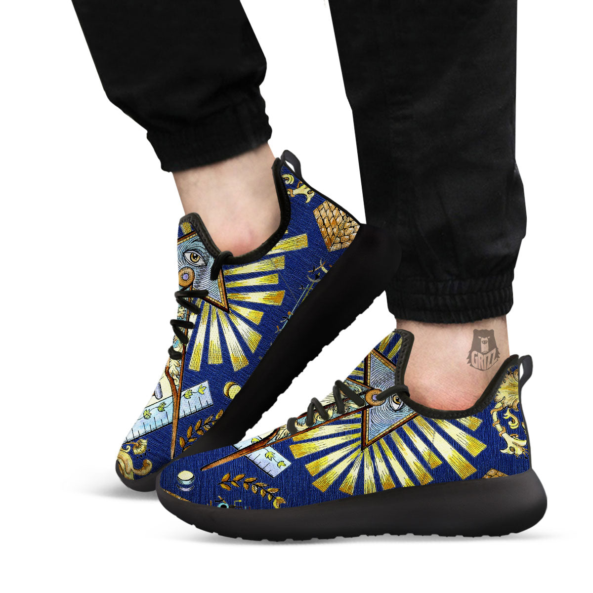 Freemasonry Masonic Vintage Print Black Athletic Shoes-grizzshop