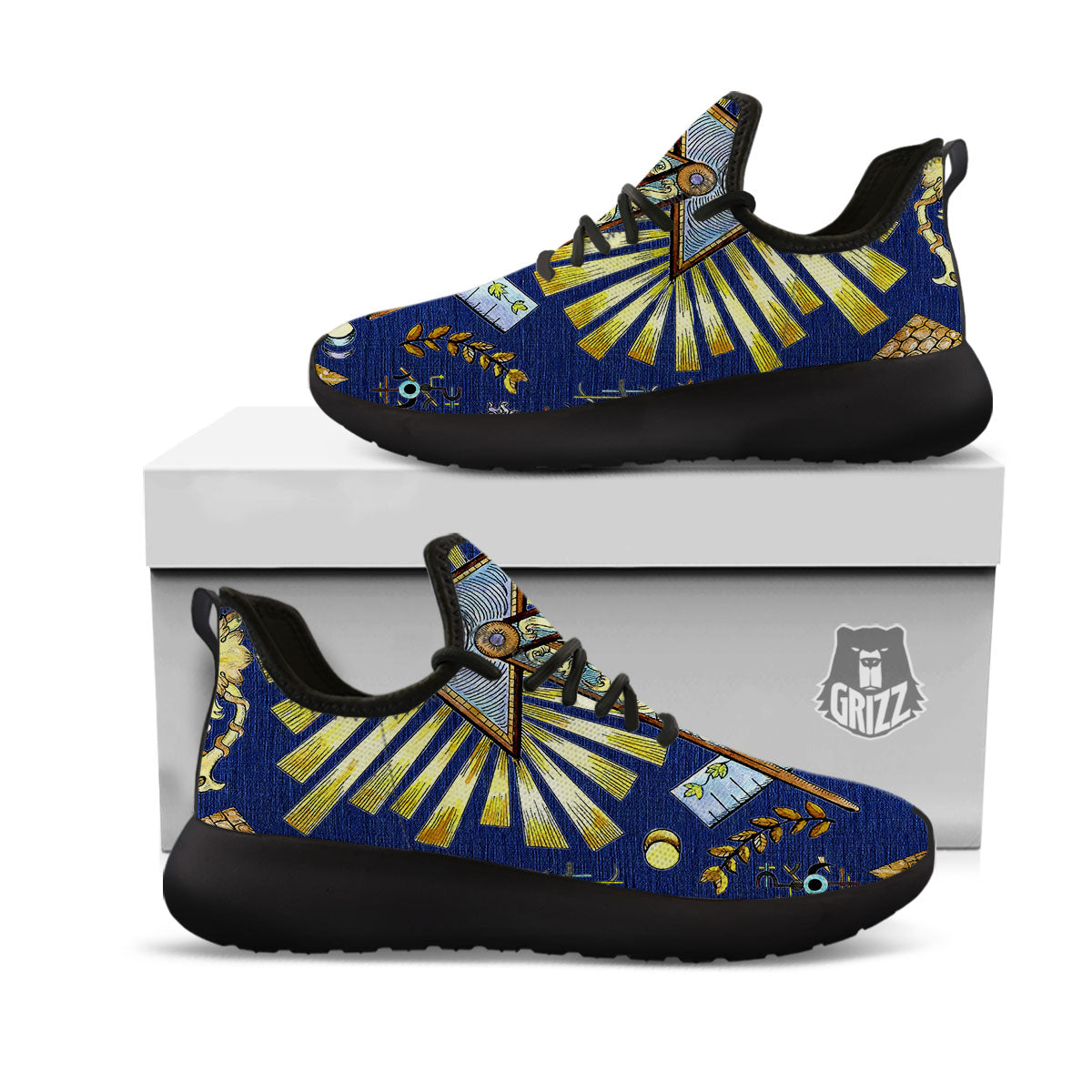 Freemasonry Masonic Vintage Print Black Athletic Shoes-grizzshop