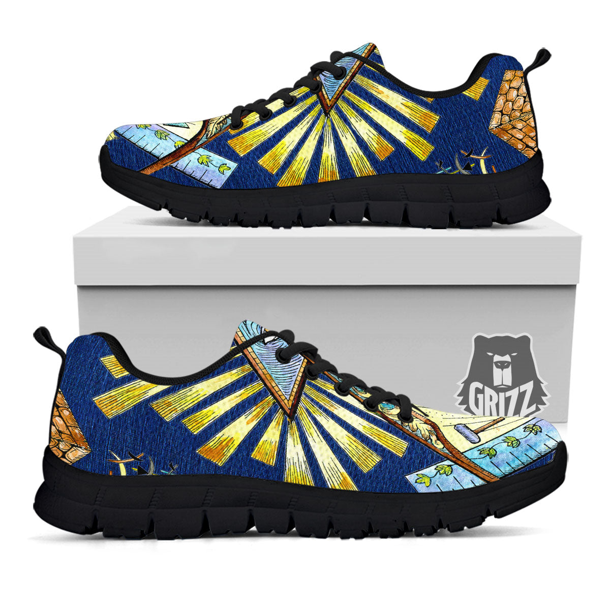 Freemasonry Masonic Vintage Print Black Sneaker-grizzshop