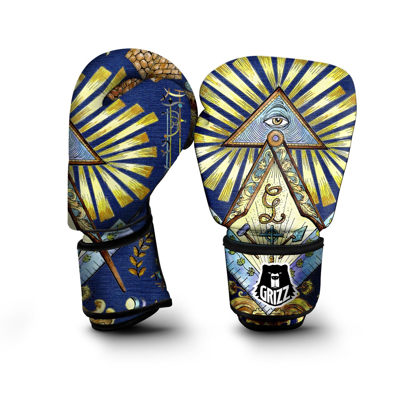 Freemasonry Masonic Vintage Print Boxing Gloves-grizzshop
