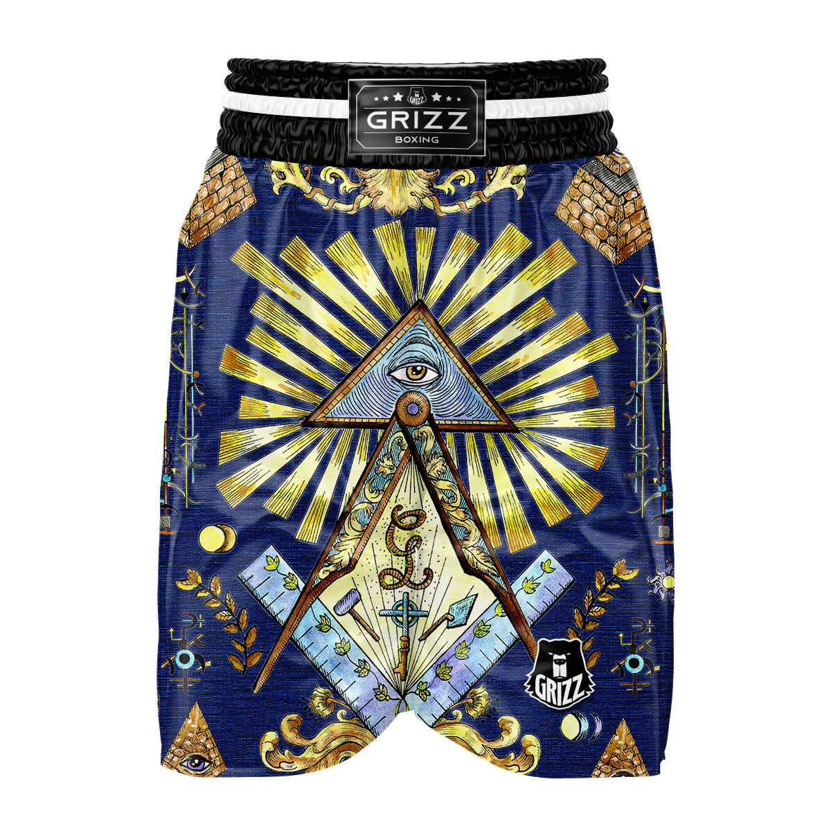 Freemasonry Masonic Vintage Print Boxing Shorts-grizzshop