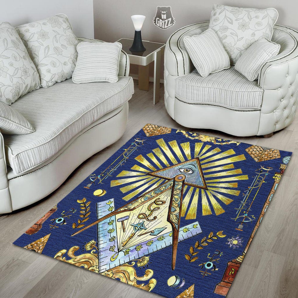 Freemasonry Masonic Vintage Print Floor Mat-grizzshop