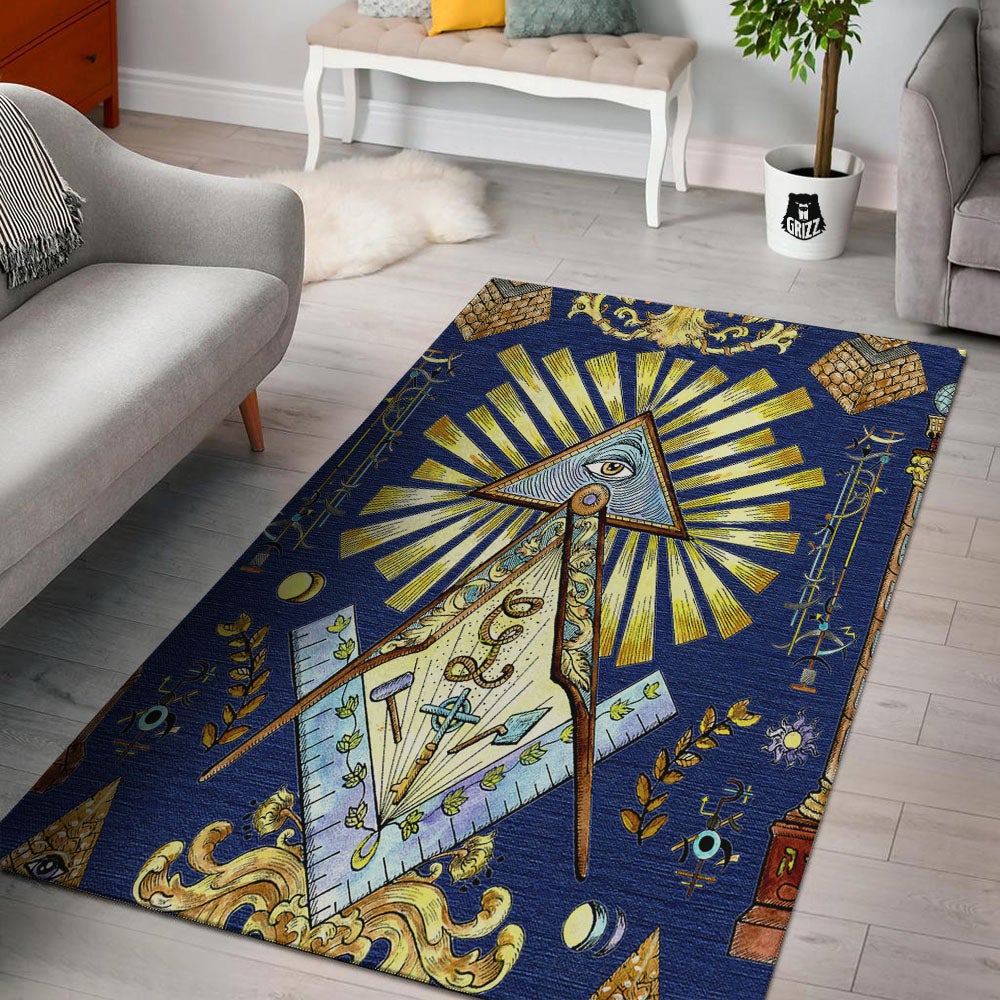 Freemasonry Masonic Vintage Print Floor Mat-grizzshop