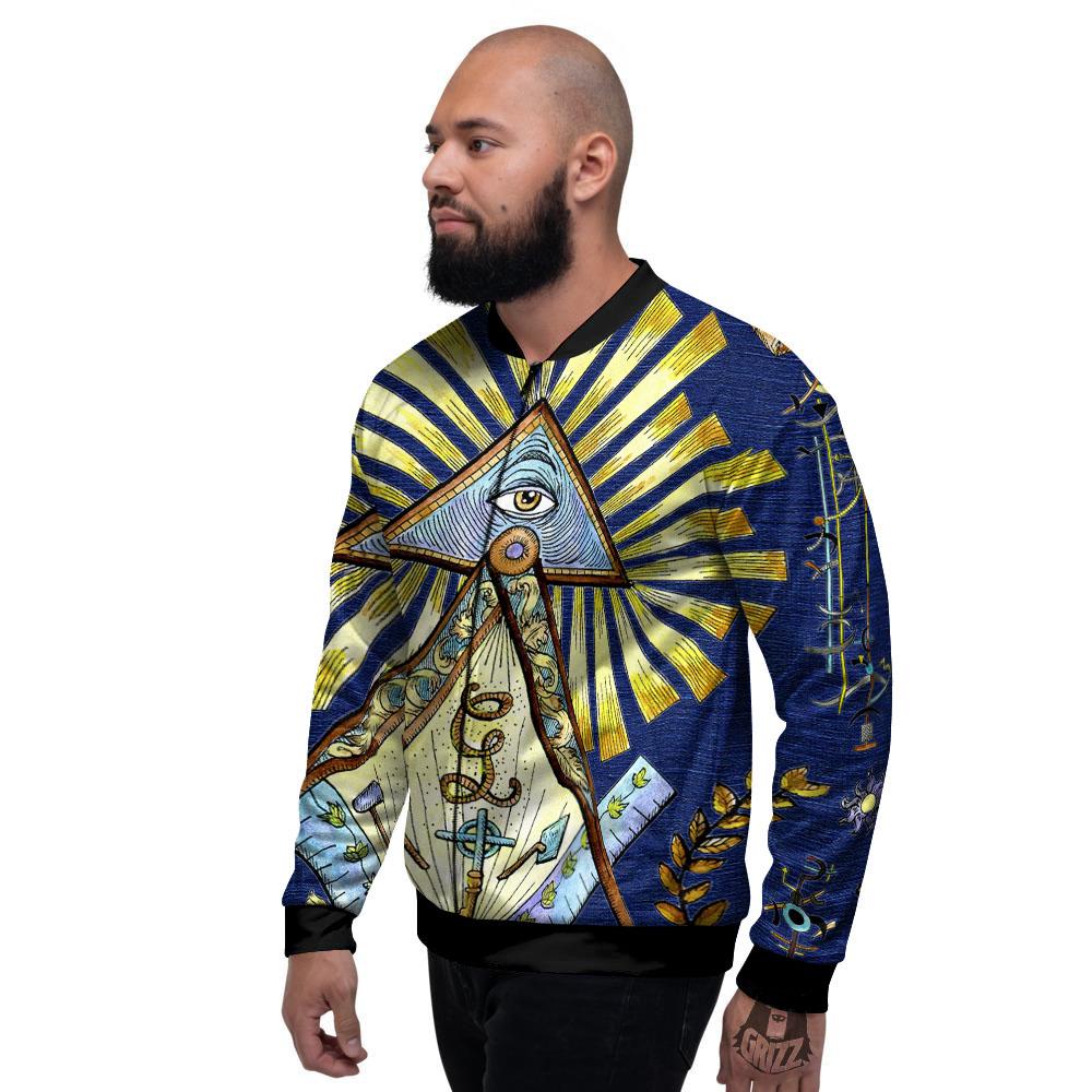 Freemasonry Masonic Vintage Print Men's Bomber Jacket-grizzshop