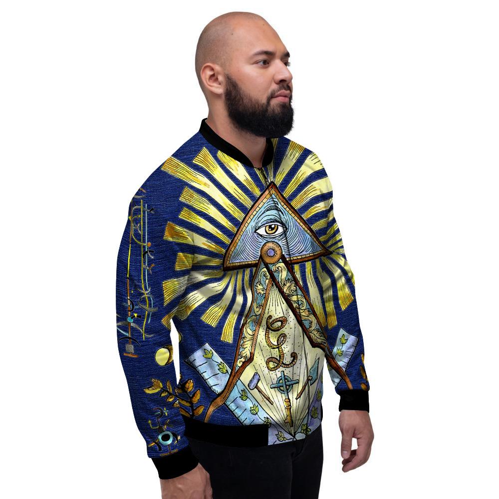 Freemasonry Masonic Vintage Print Men's Bomber Jacket-grizzshop
