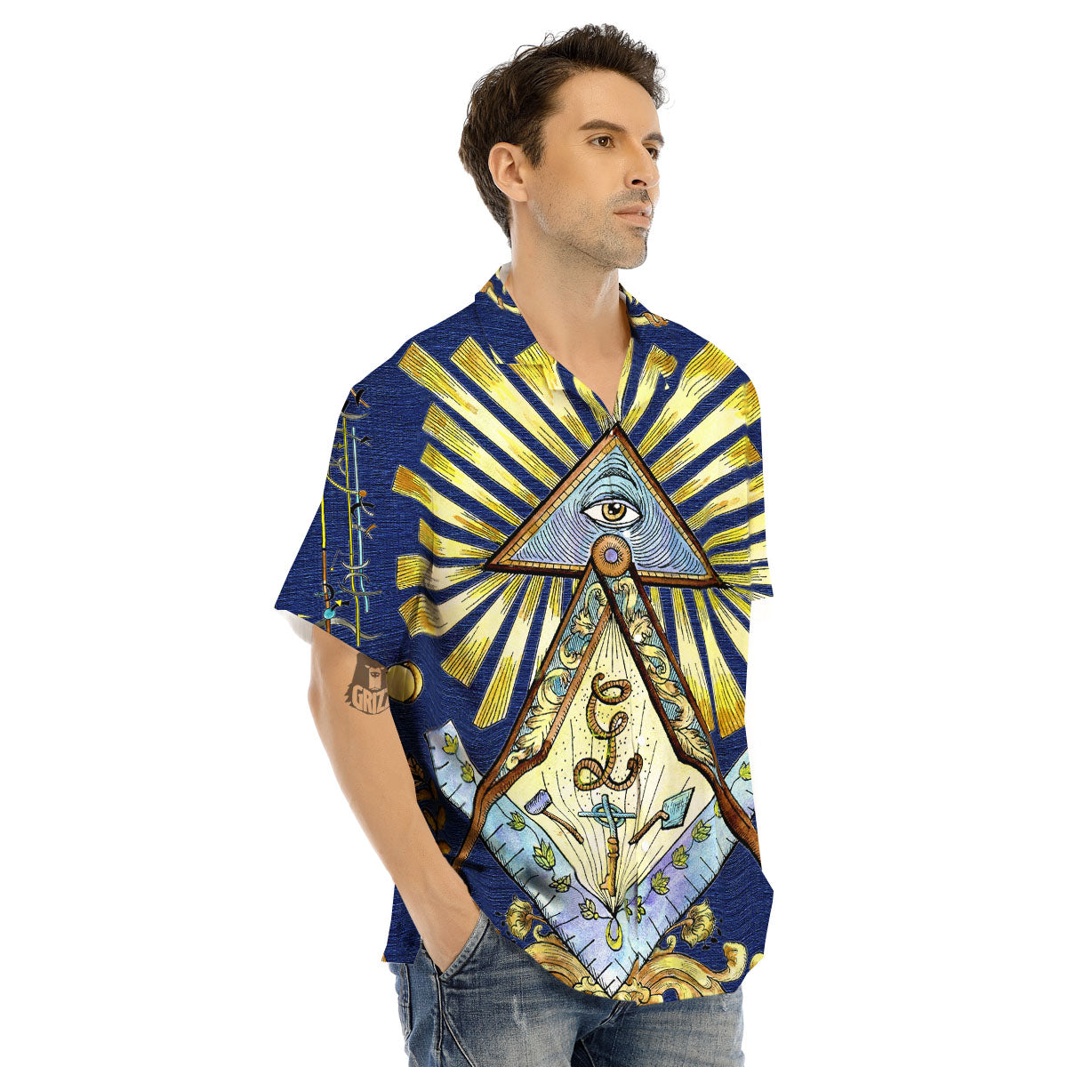 Freemasonry Masonic Vintage Print Men's Hawaiian Shirt-grizzshop