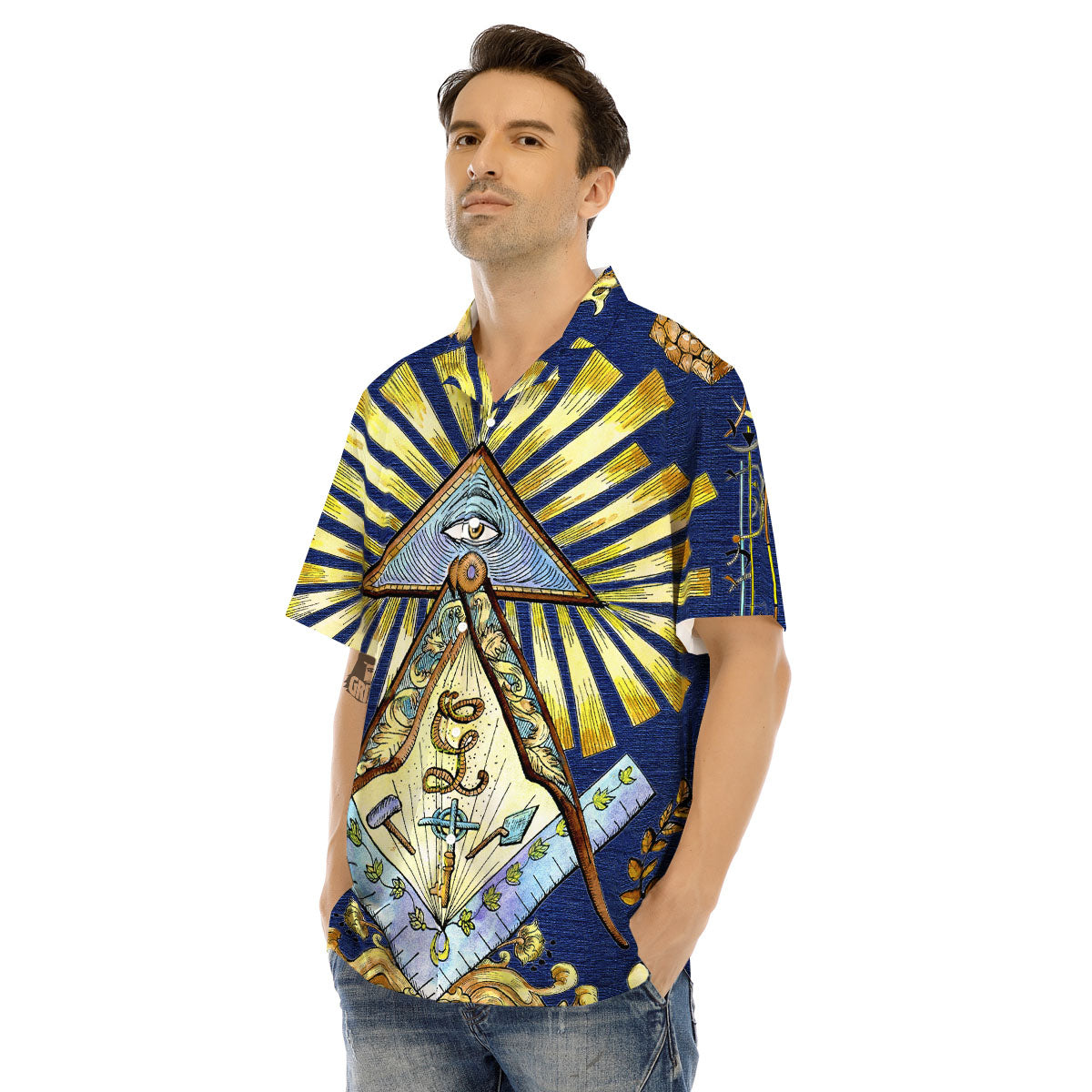 Freemasonry Masonic Vintage Print Men's Hawaiian Shirt-grizzshop