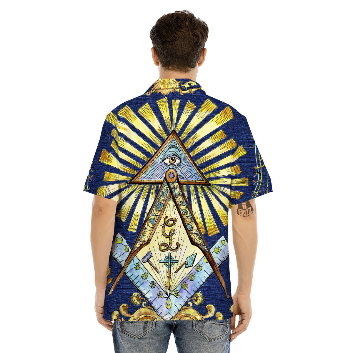 Freemasonry Masonic Vintage Print Men's Hawaiian Shirt-grizzshop