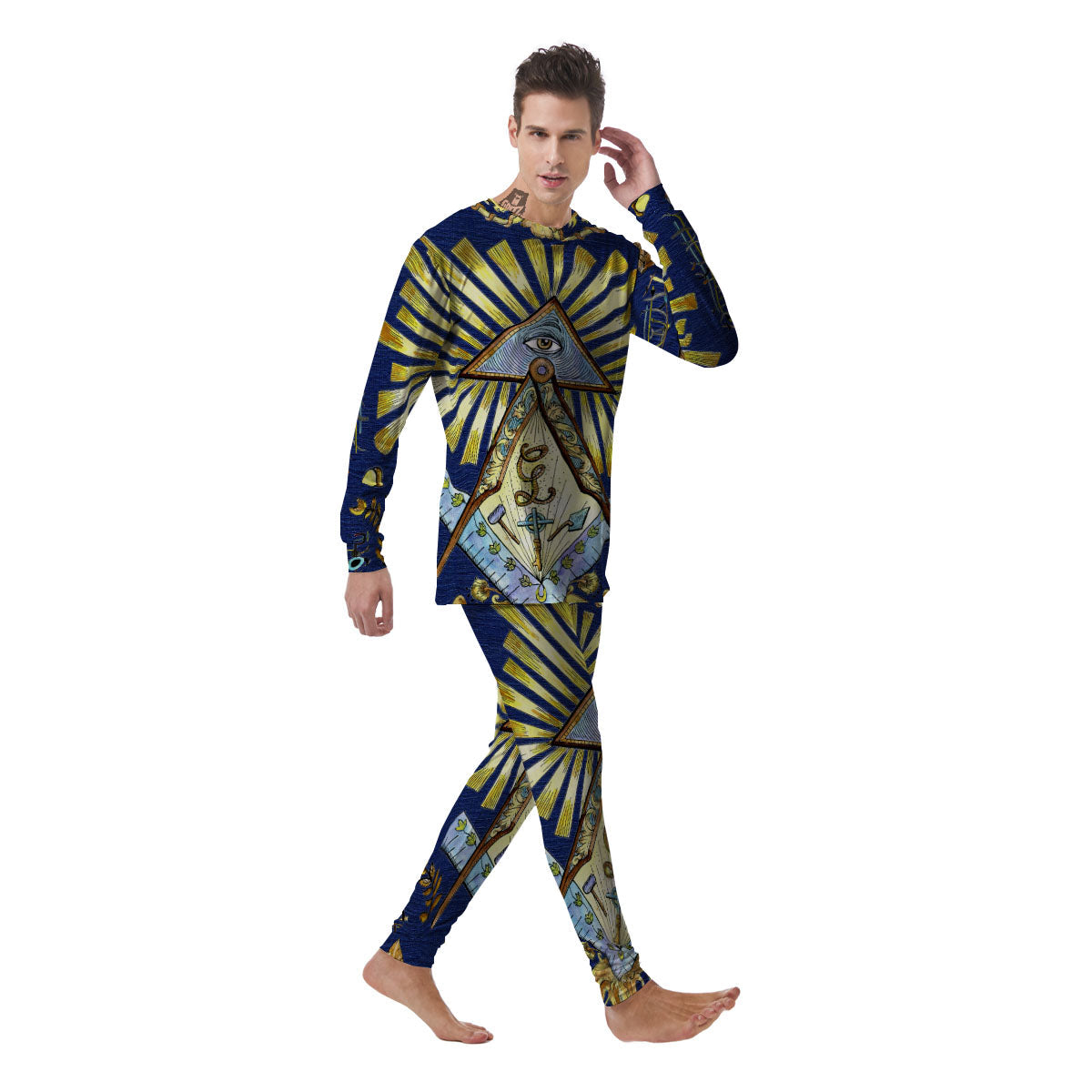 Freemasonry Masonic Vintage Print Men's Pajamas-grizzshop