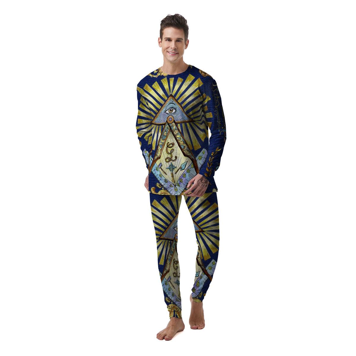 Freemasonry Masonic Vintage Print Men's Pajamas-grizzshop