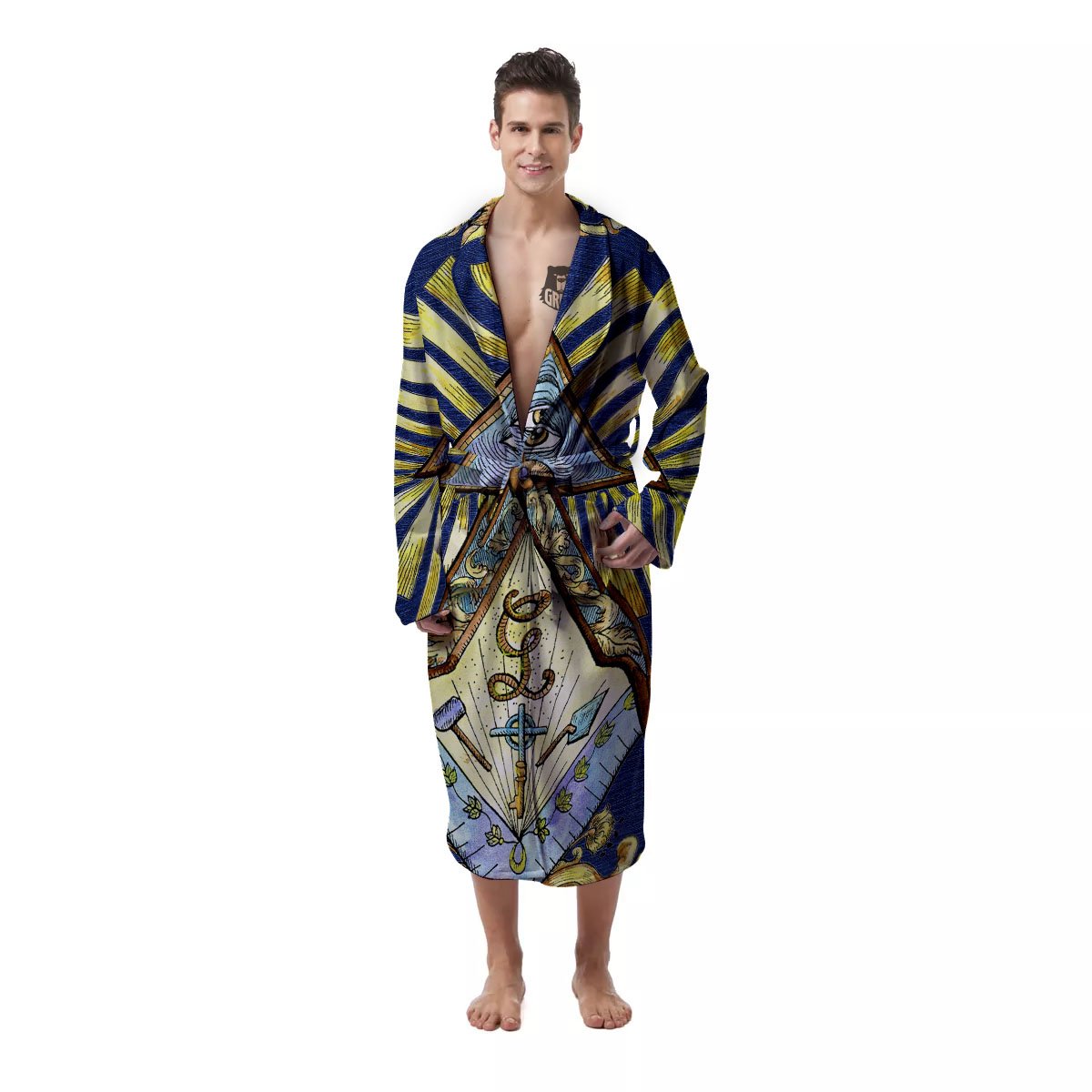 Freemasonry Masonic Vintage Print Men's Robe-grizzshop