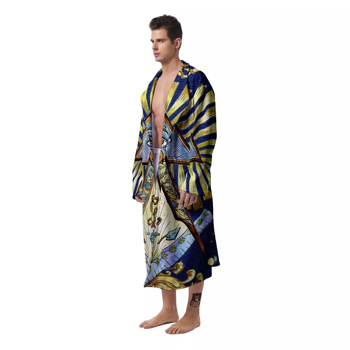 Freemasonry Masonic Vintage Print Men's Robe-grizzshop