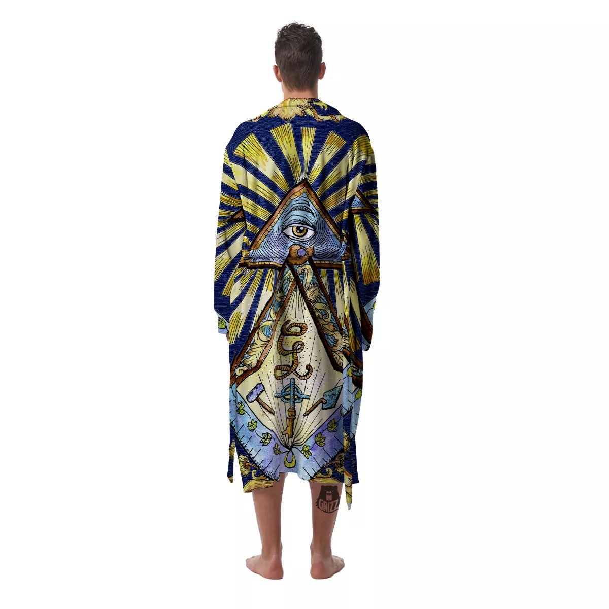 Freemasonry Masonic Vintage Print Men's Robe-grizzshop
