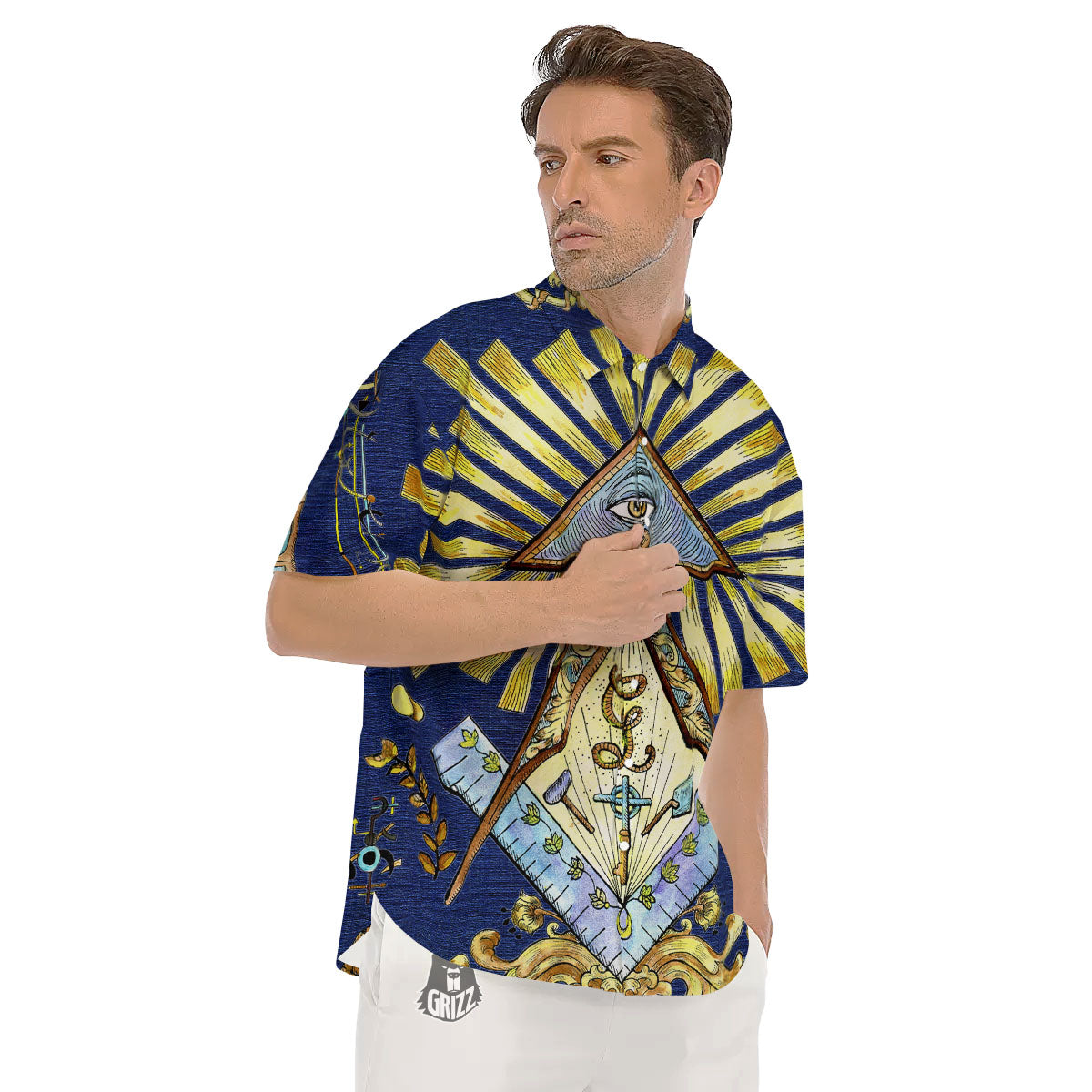 Freemasonry Masonic Vintage Print Men's Short Sleeve Shirts-grizzshop