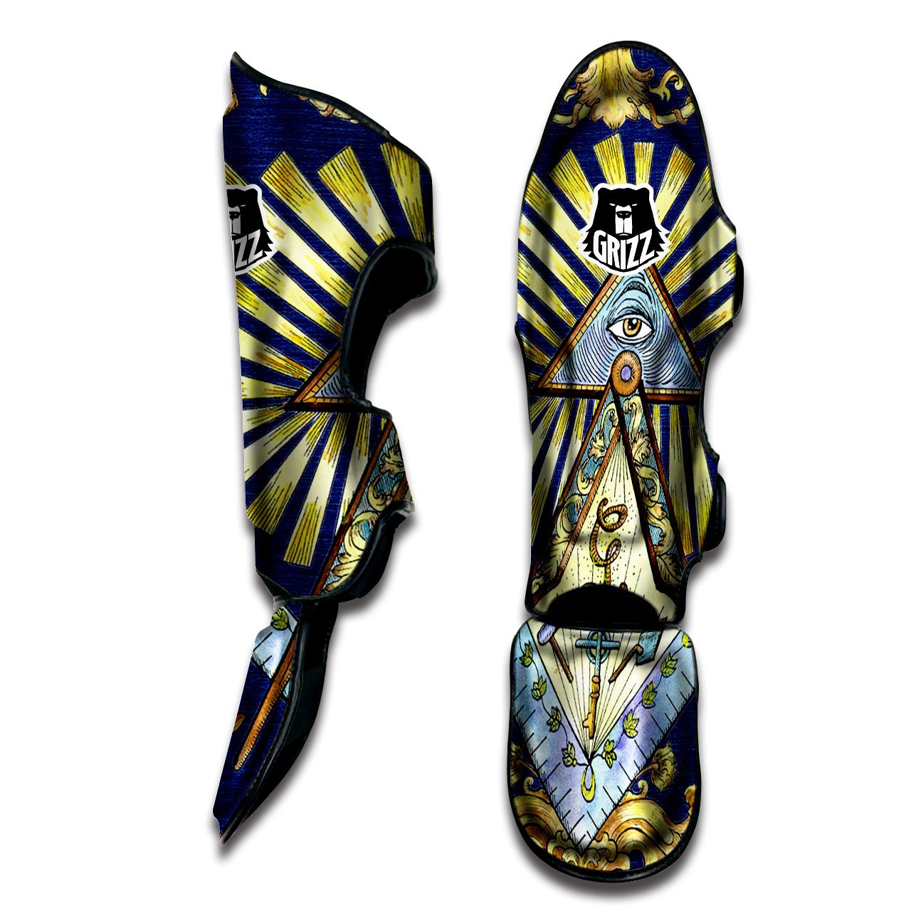 Freemasonry Masonic Vintage Print Muay Thai Shin Guards-grizzshop