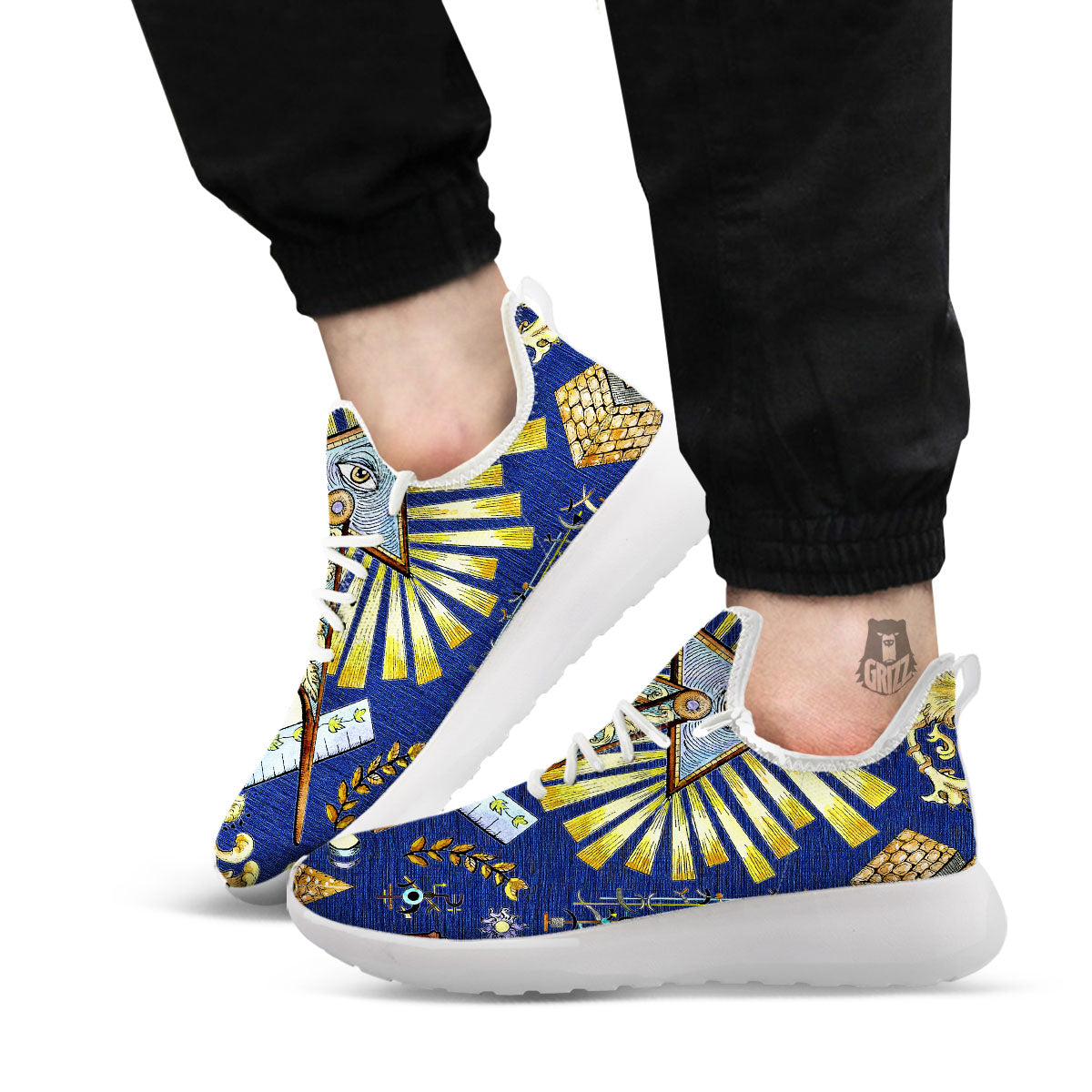 Freemasonry Masonic Vintage Print White Athletic Shoes-grizzshop