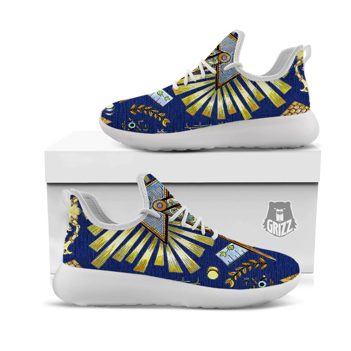 Freemasonry Masonic Vintage Print White Athletic Shoes-grizzshop