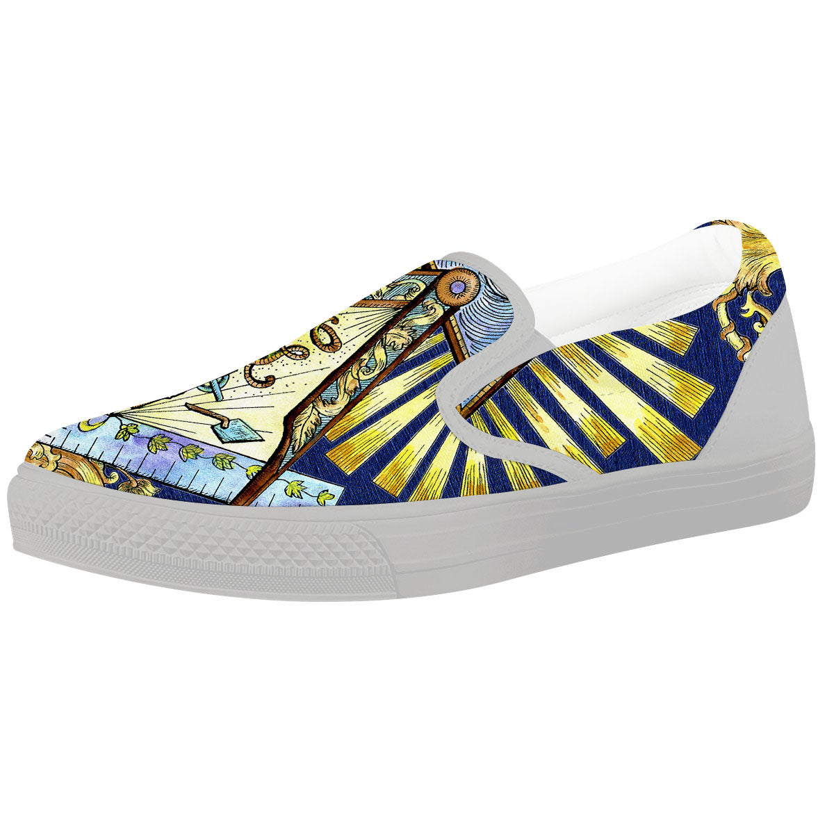 Freemasonry Masonic Vintage Print White Slip On Shoes-grizzshop
