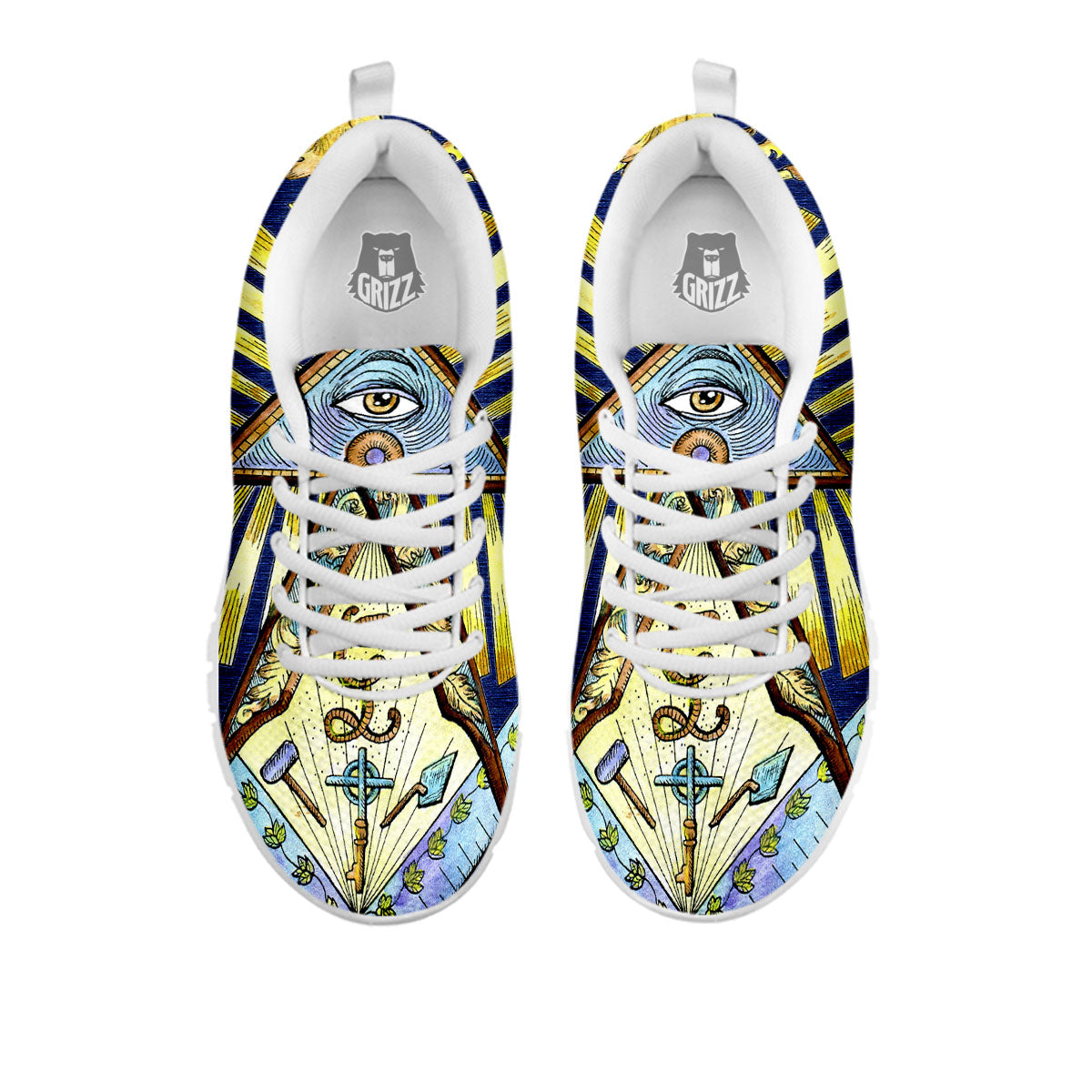 Freemasonry Masonic Vintage Print White Sneaker-grizzshop