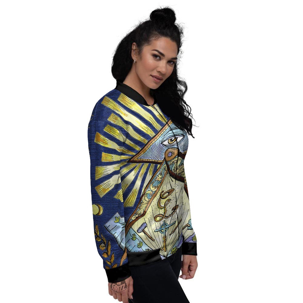 Freemasonry Masonic Vintage Print Women's Bomber Jacket-grizzshop