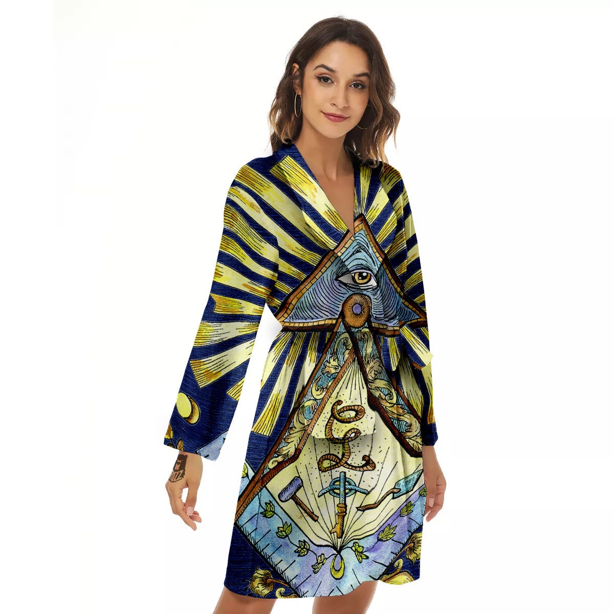 Freemasonry Masonic Vintage Print Women's Robe-grizzshop