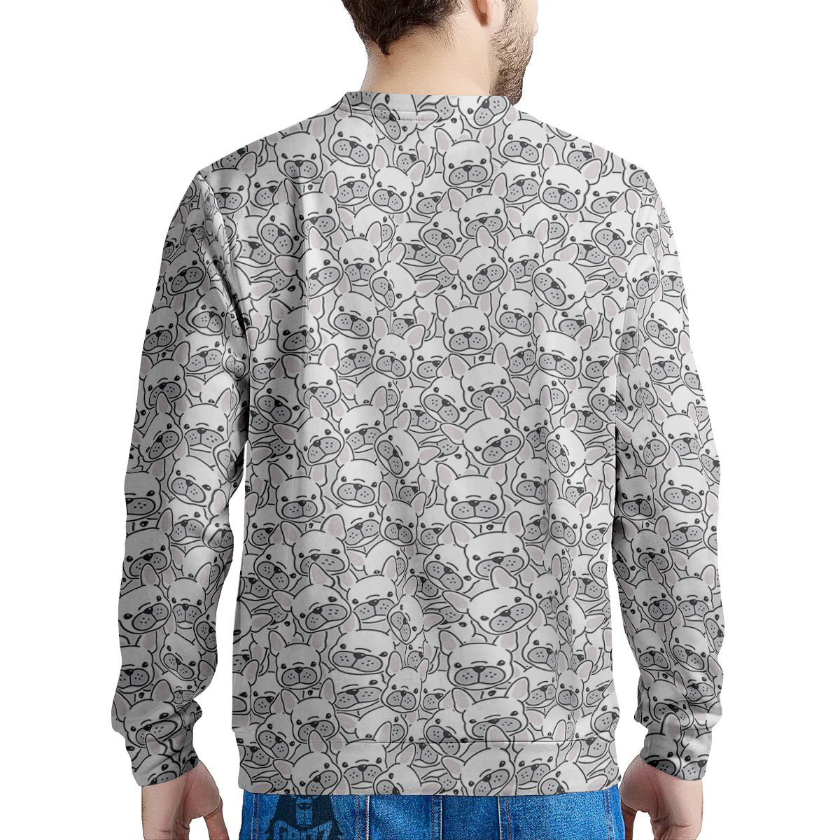 French Bulldog Cartoon Print Pattern Men's Sweatshirt-grizzshop
