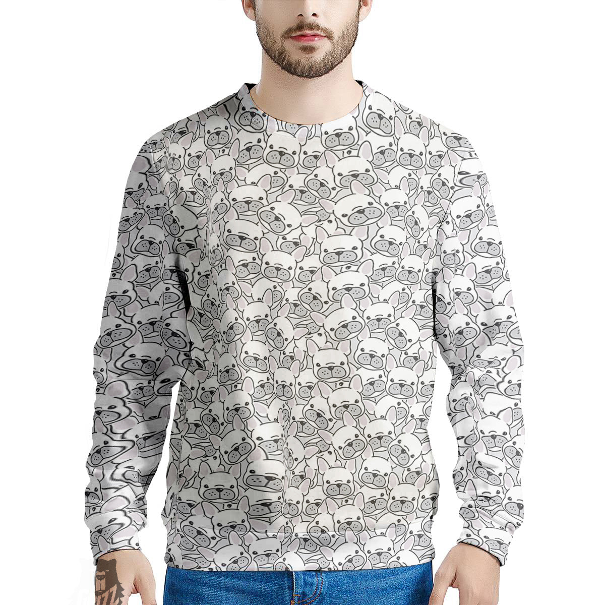 French Bulldog Cartoon Print Pattern Men's Sweatshirt-grizzshop