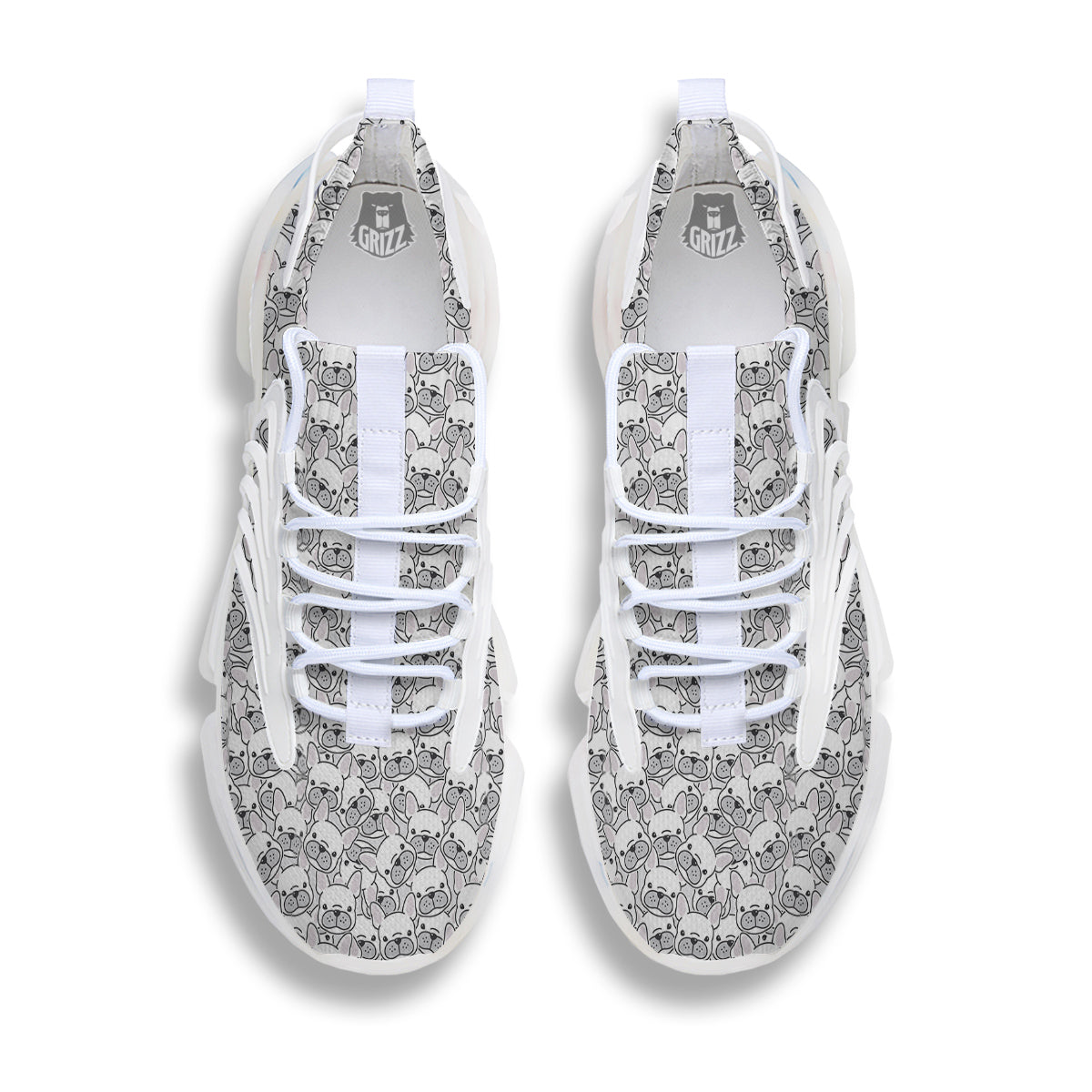 French Bulldog Cartoon Print Pattern White Gym Shoes-grizzshop