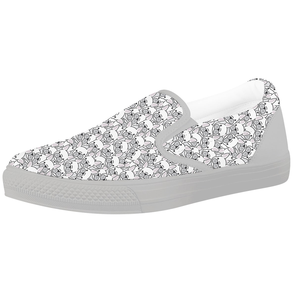 French Bulldog Cartoon Print Pattern White Slip On Shoes-grizzshop