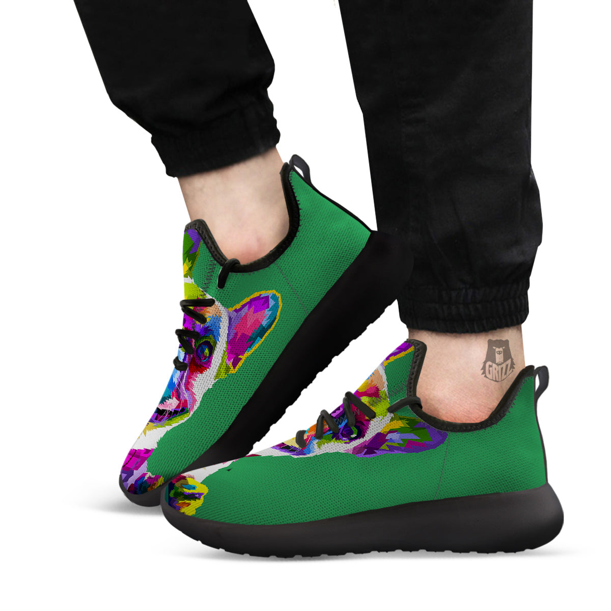 French Bulldog Coloful Print Black Athletic Shoes-grizzshop