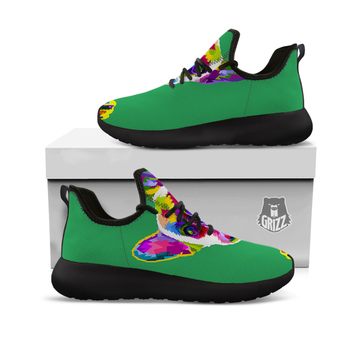 French Bulldog Coloful Print Black Athletic Shoes-grizzshop