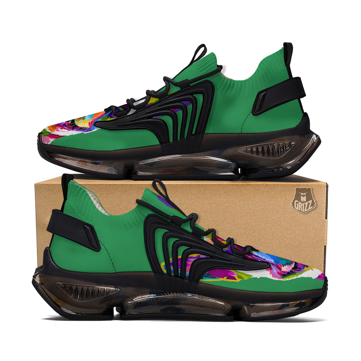 French Bulldog Coloful Print Black Gym Shoes-grizzshop