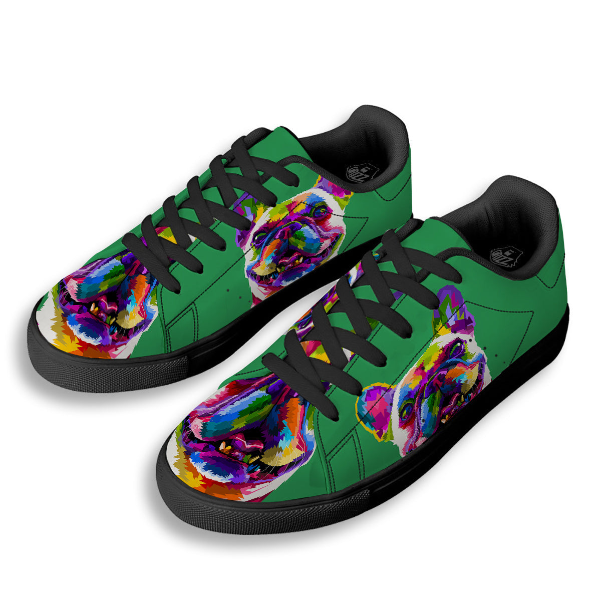 French Bulldog Coloful Print Black Low Top Sneakers-grizzshop