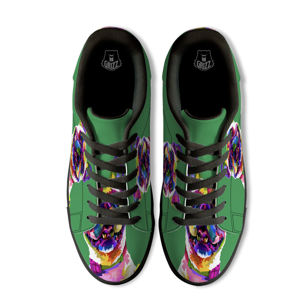 French Bulldog Coloful Print Black Low Top Sneakers-grizzshop