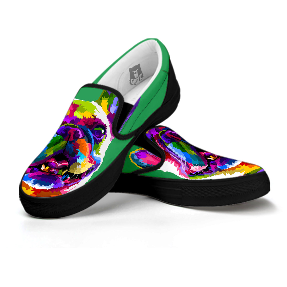 French Bulldog Coloful Print Black Slip On Shoes-grizzshop