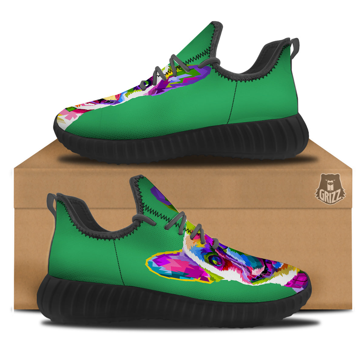 French Bulldog Coloful Print Black Walking Shoes-grizzshop