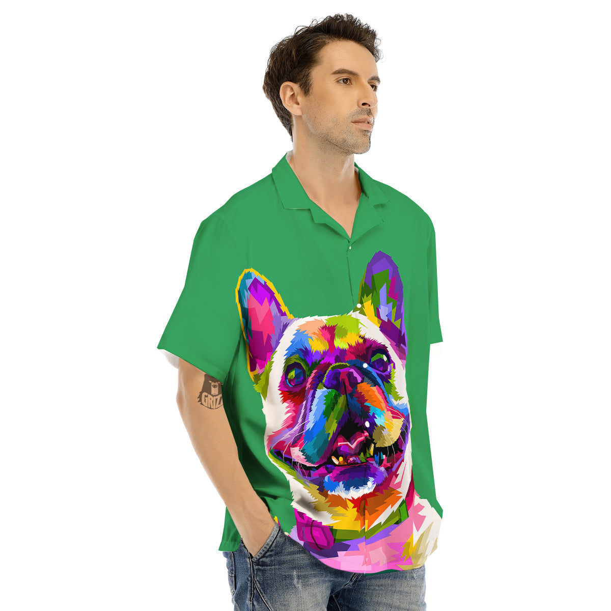 French Bulldog Coloful Print Men's Hawaiian Shirt-grizzshop