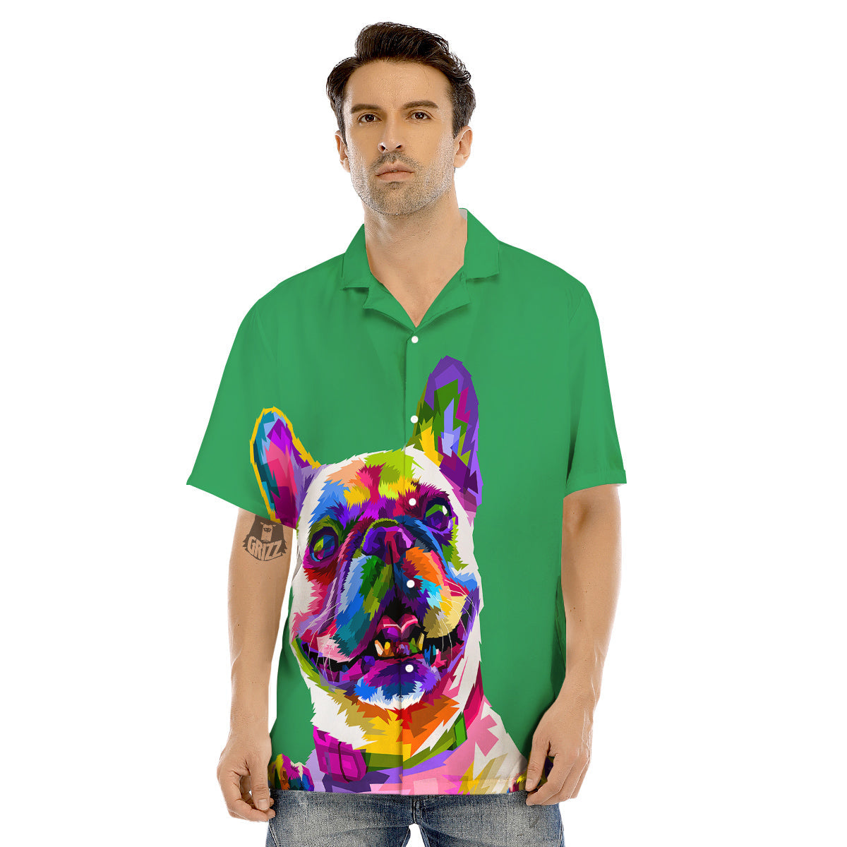 French Bulldog Coloful Print Men's Hawaiian Shirt-grizzshop