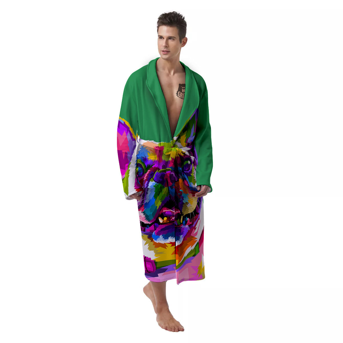French Bulldog Coloful Print Men's Robe-grizzshop
