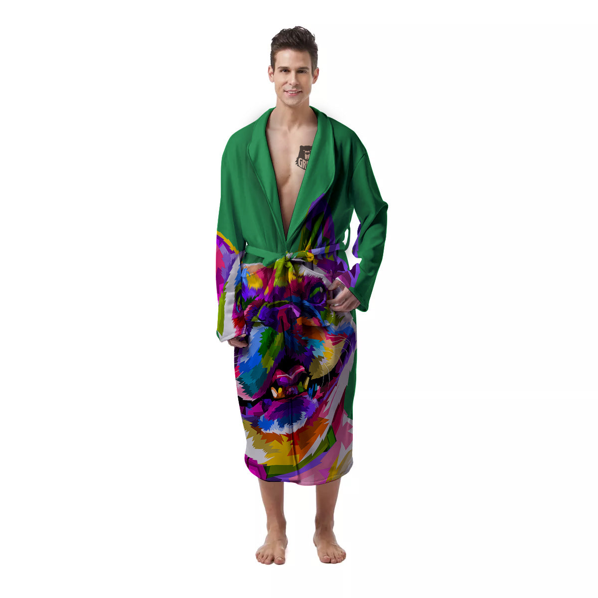 French Bulldog Coloful Print Men's Robe-grizzshop