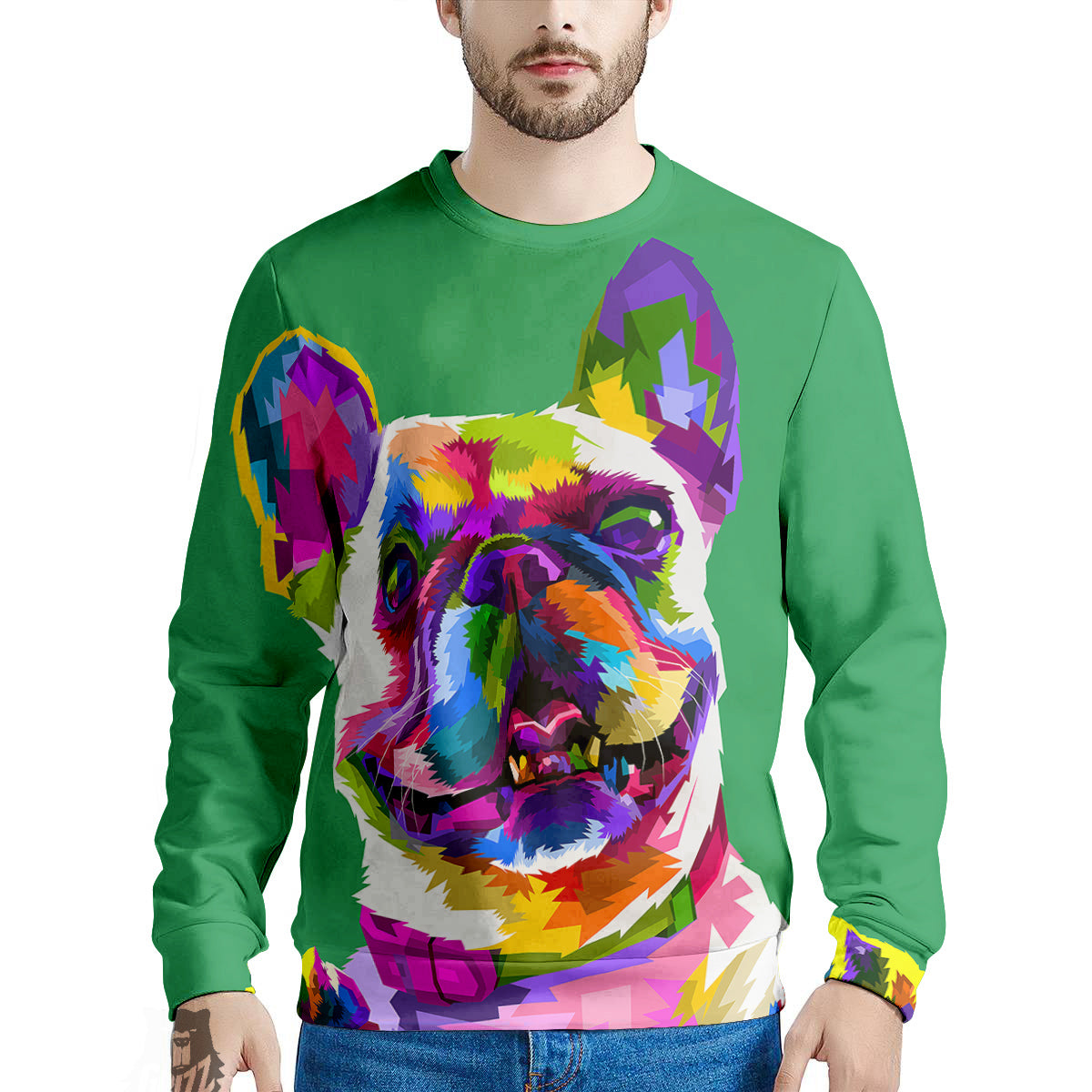 French Bulldog Coloful Print Men's Sweatshirt-grizzshop