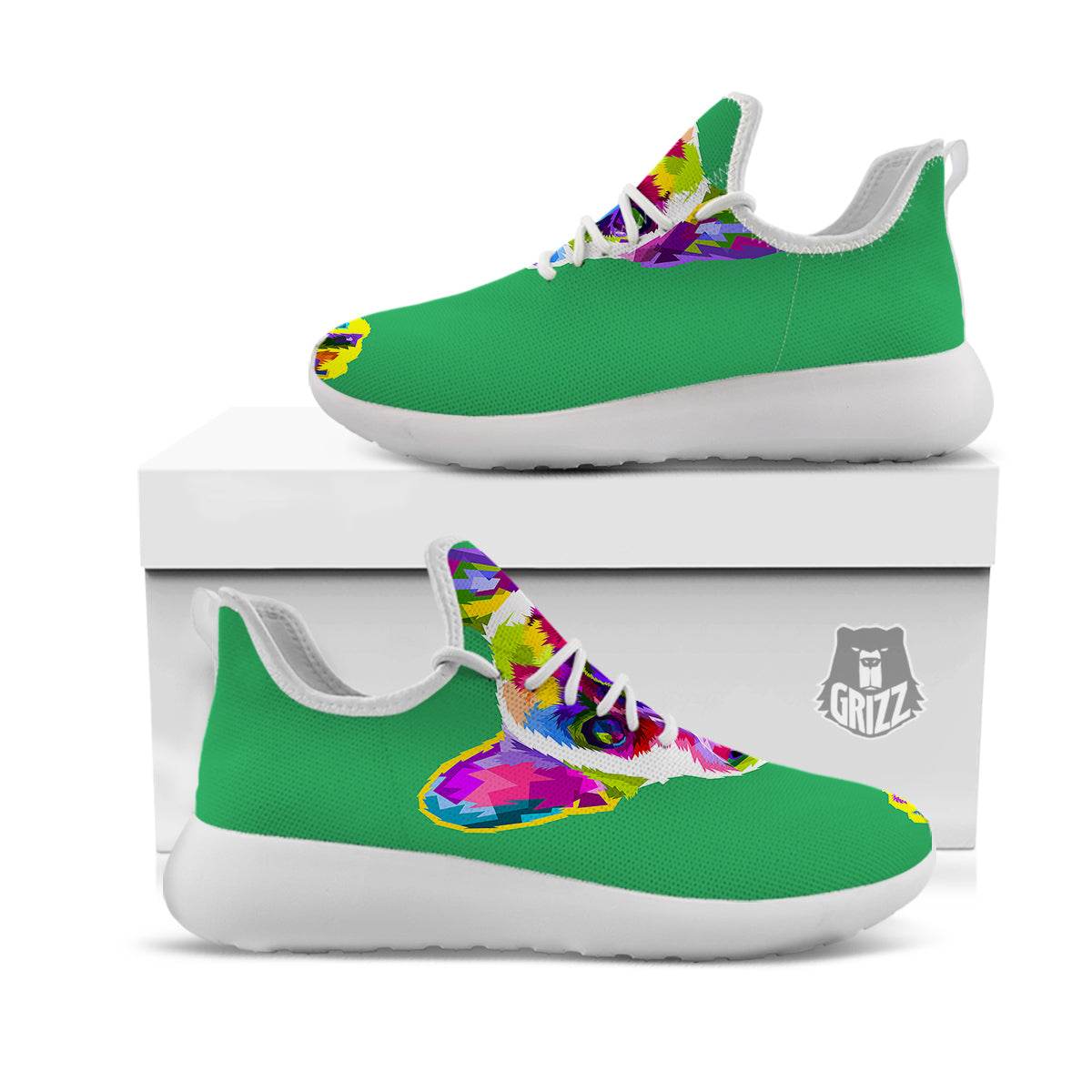 French Bulldog Coloful Print White Athletic Shoes-grizzshop