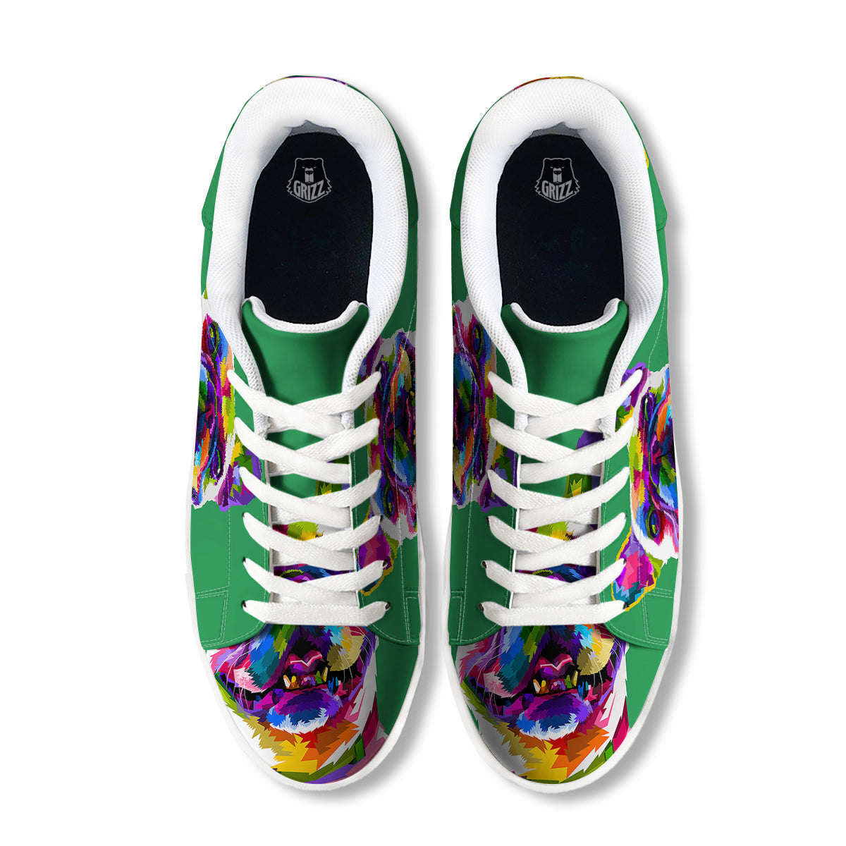 French Bulldog Coloful Print White Low Top Sneakers-grizzshop
