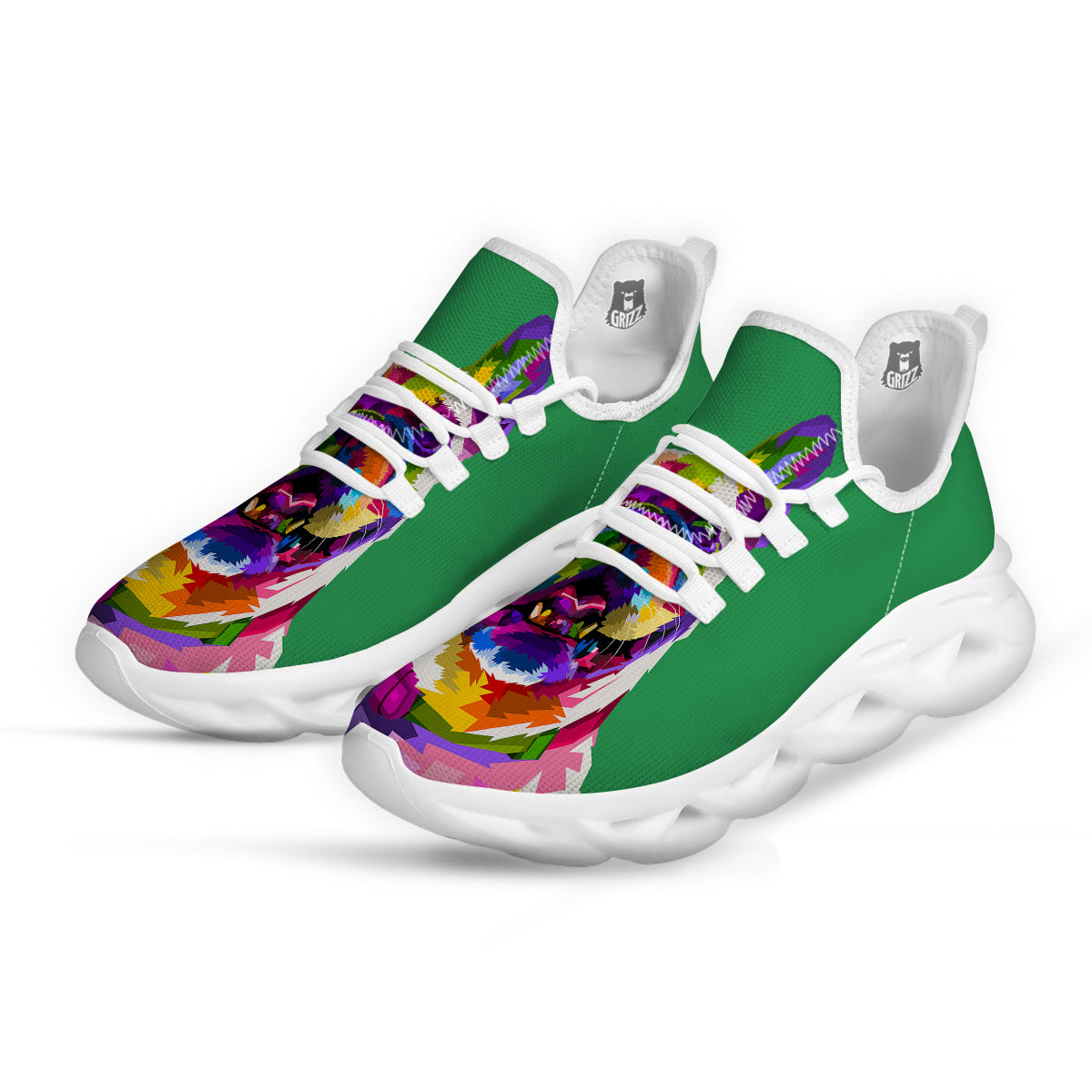 French Bulldog Coloful Print White Running Shoes-grizzshop