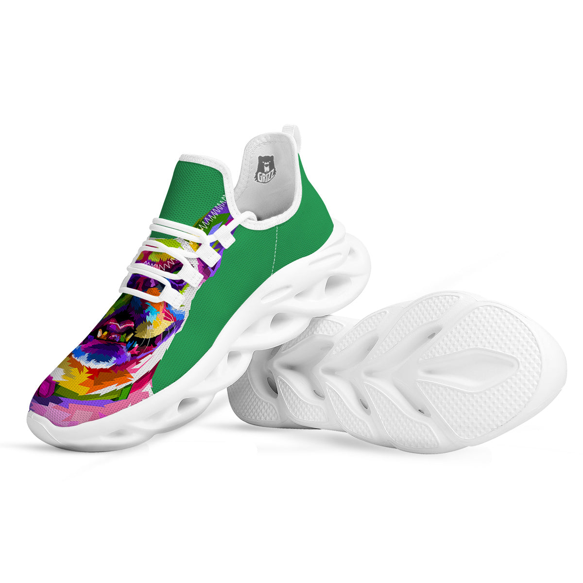 French Bulldog Coloful Print White Running Shoes-grizzshop