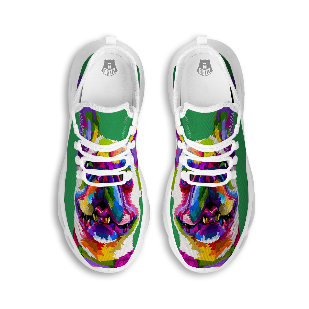 French Bulldog Coloful Print White Running Shoes-grizzshop