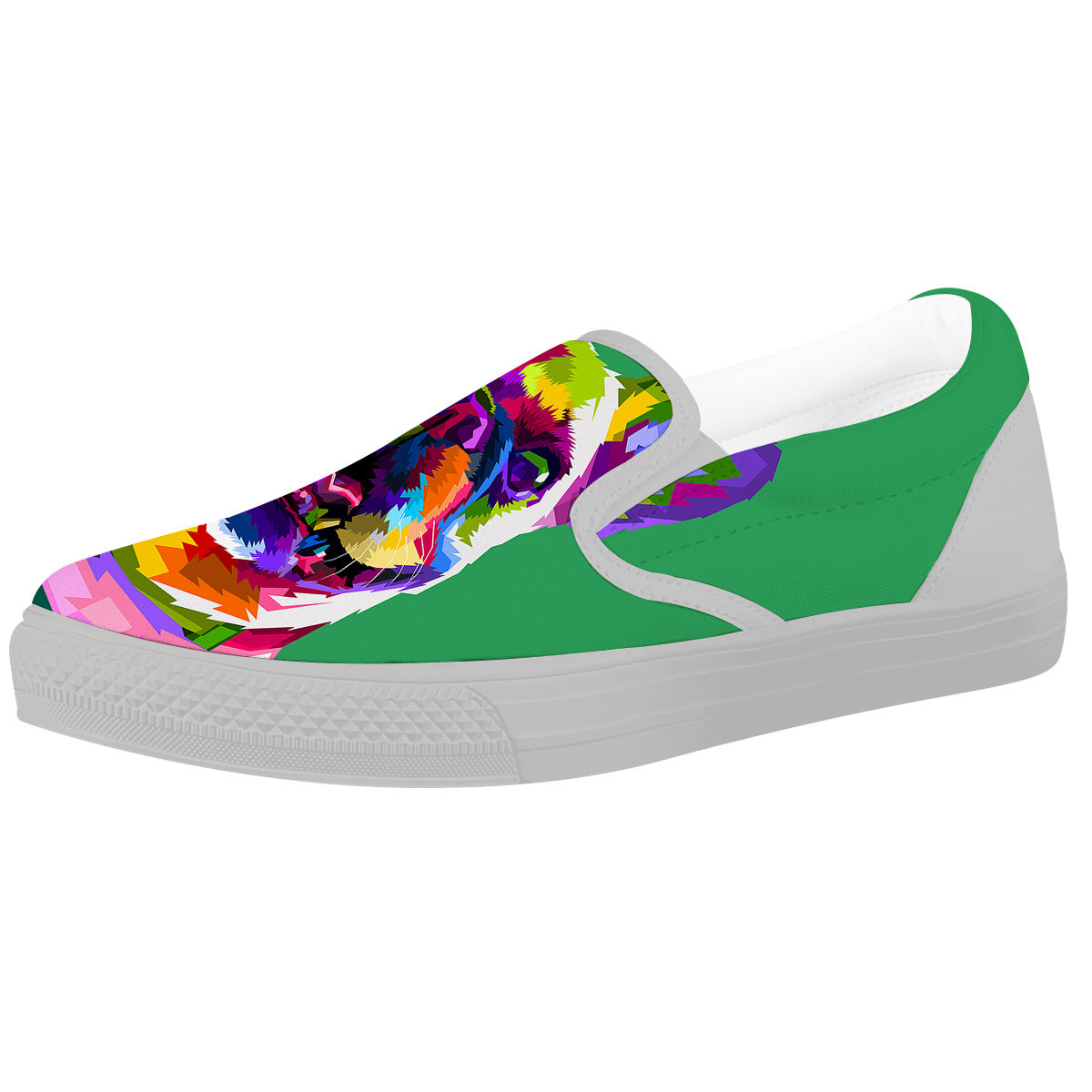 French Bulldog Coloful Print White Slip On Shoes-grizzshop