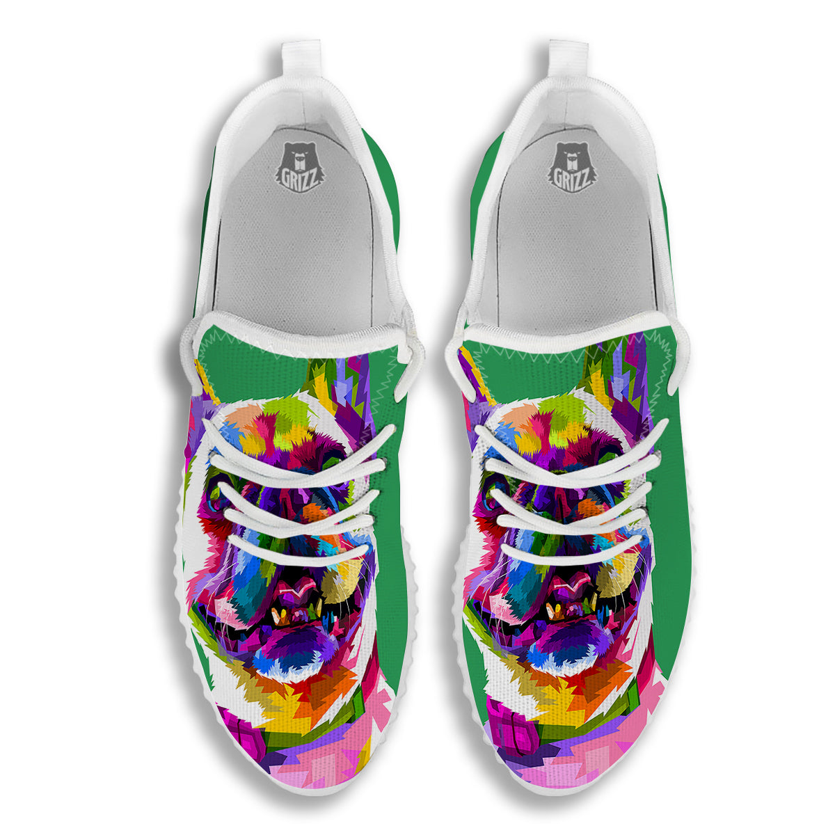 French Bulldog Coloful Print White Walking Shoes-grizzshop