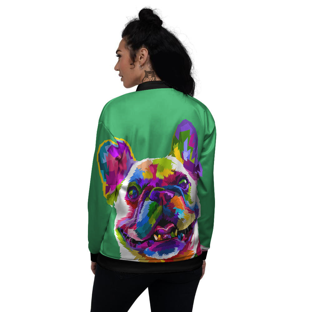 French Bulldog Coloful Print Women's Bomber Jacket-grizzshop